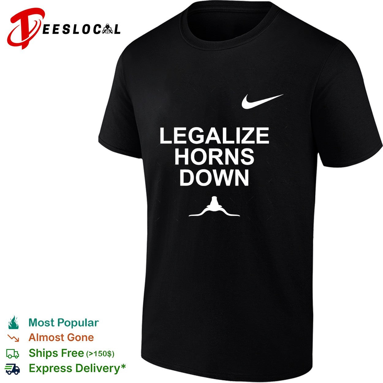 Legalize horns down longhorn rivalry bold text shirt