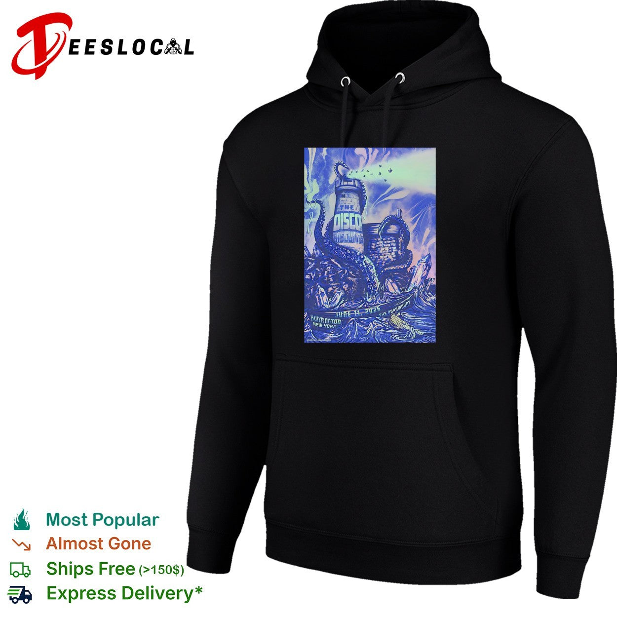 Lighthouse kraken sea monster psychedelic concert poster dark art shirt