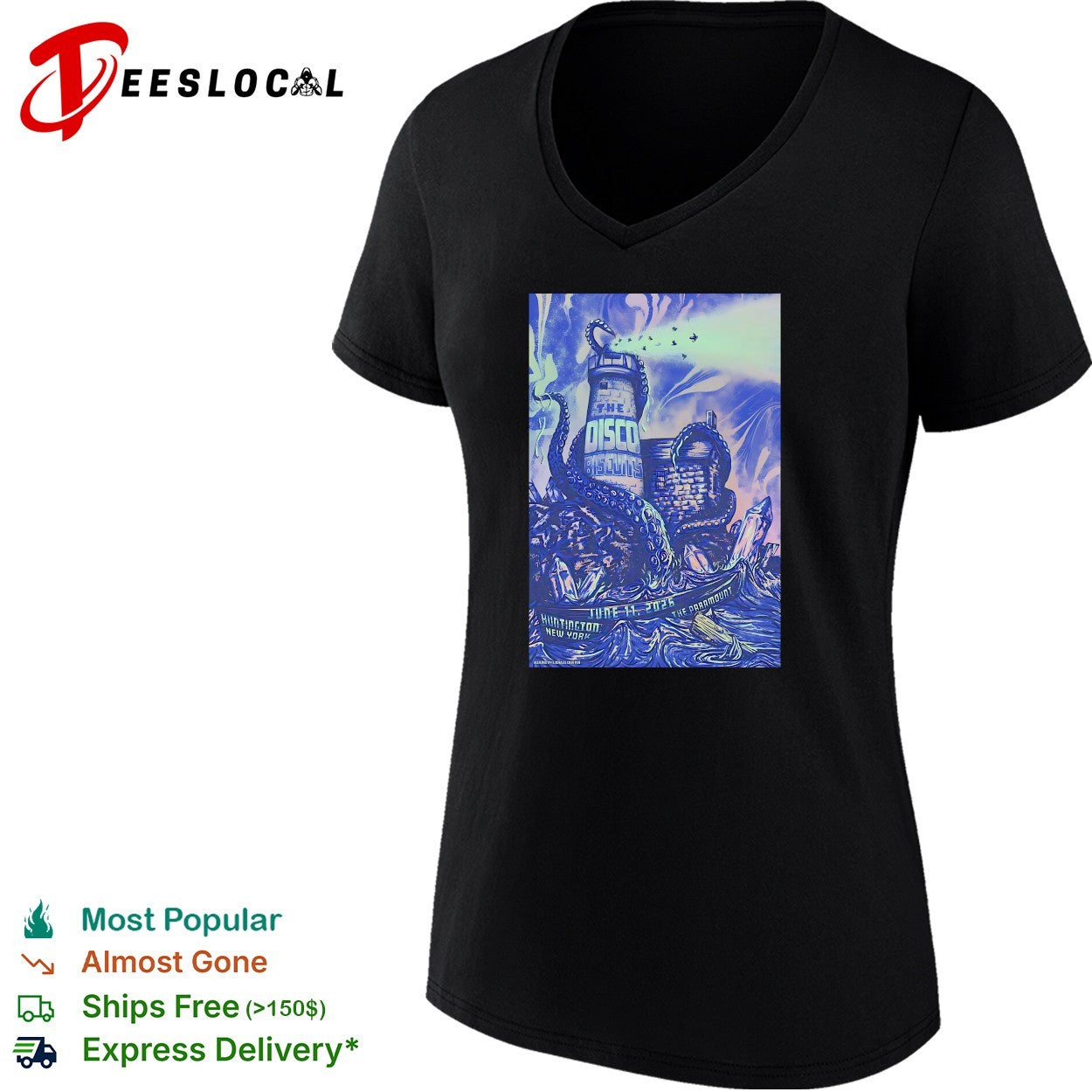 Lighthouse kraken sea monster psychedelic concert poster dark art shirt