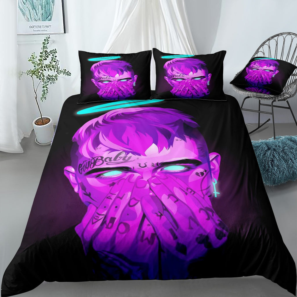 Lil Peep neon Bedding Set (Duvet Cover & Pillow Shams)