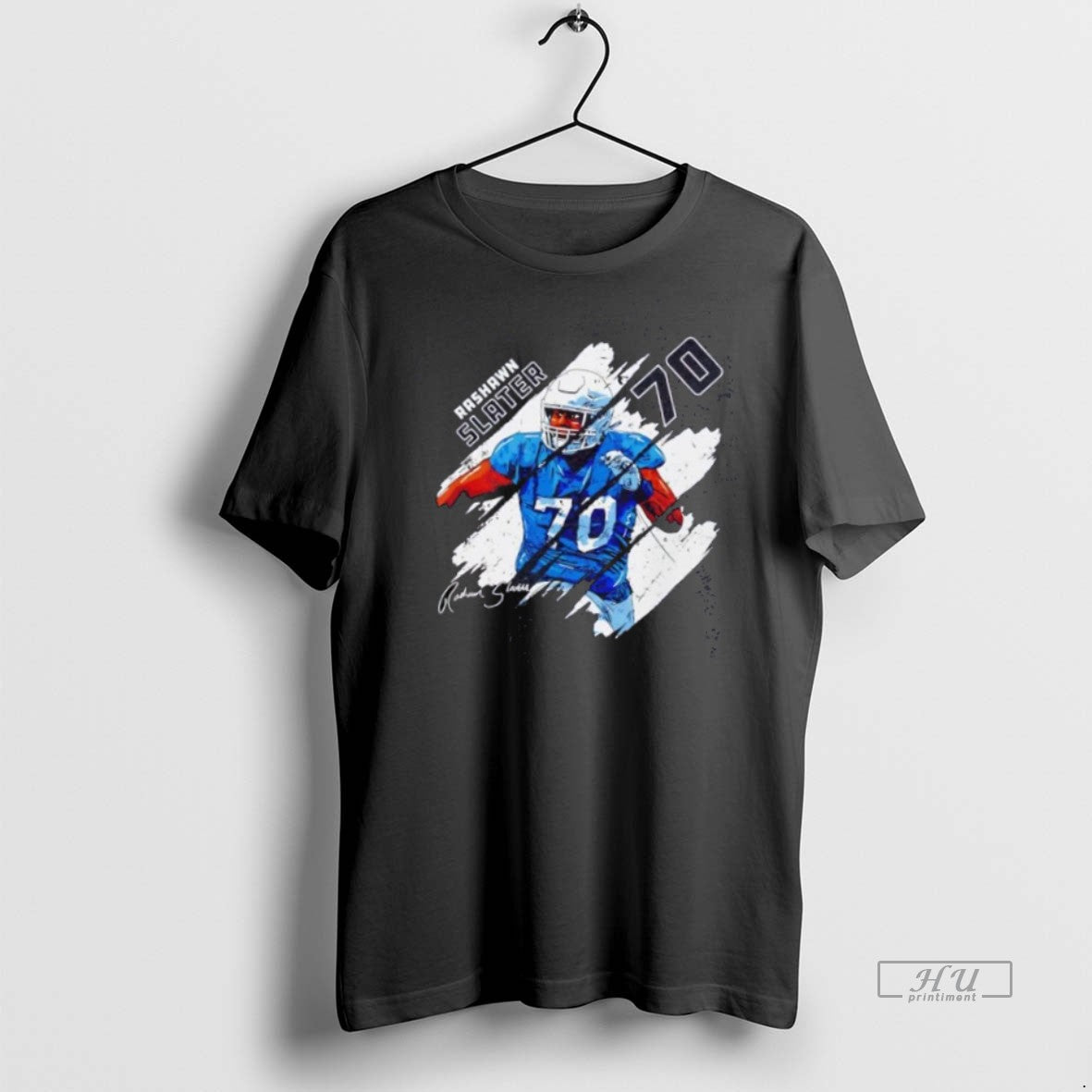Limited Edition Rashawn Slater Stripes Signature Los Angeles Chargers Tee Shirt Sweater