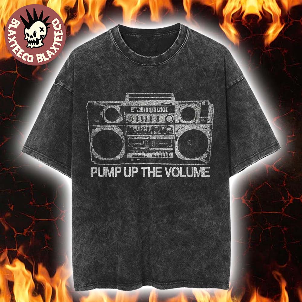 Limp Bizkit 2026 Tour Merch Pump Up The Volume Boombox Vintage Washed Tee
