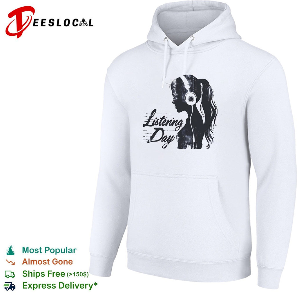 Listening Day silhouette headphones audio music concert abstract shirt