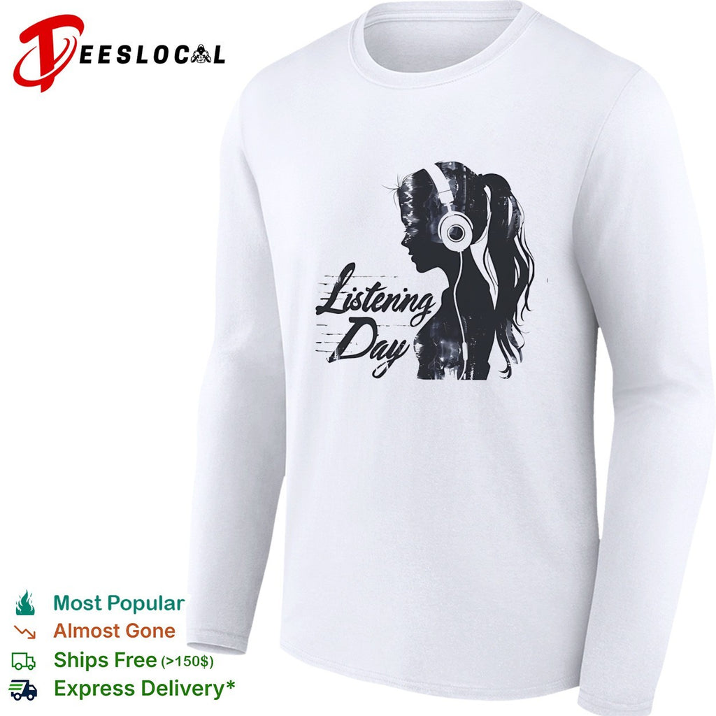 Listening Day silhouette headphones audio music concert abstract shirt