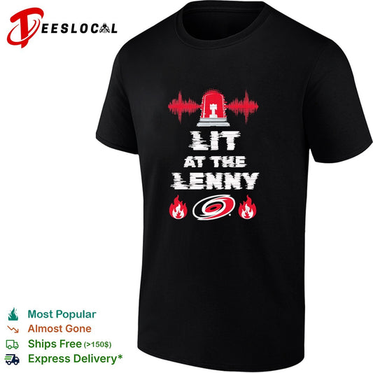 Lit at the Lenny Carolina Hurricanes NHL Hockey Emergency Siren Logo Fire shirt