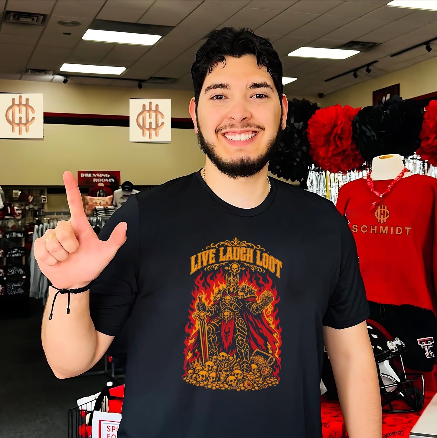 Live Laugh Loot Fantasy Warrior Skeleton King shirt