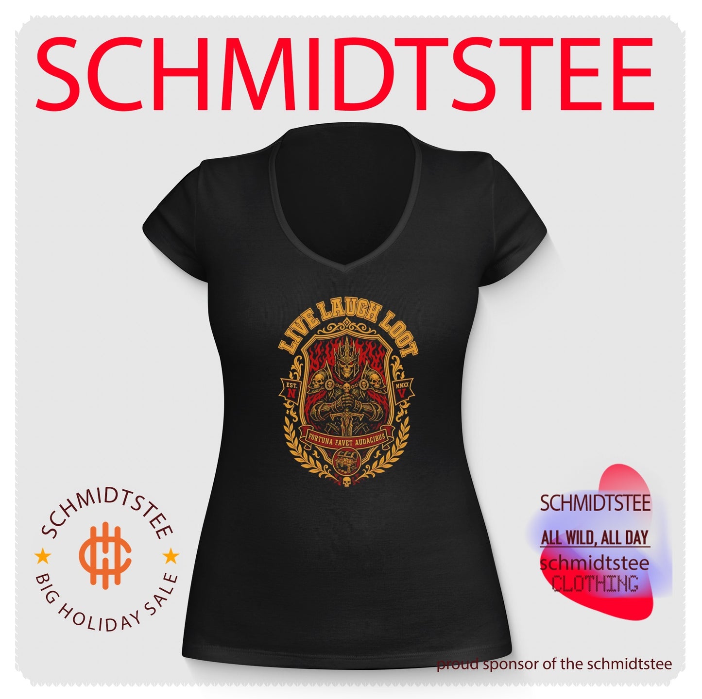 Live Laugh Loot Skeleton Knight Fortuna Favet Audacibus shirt