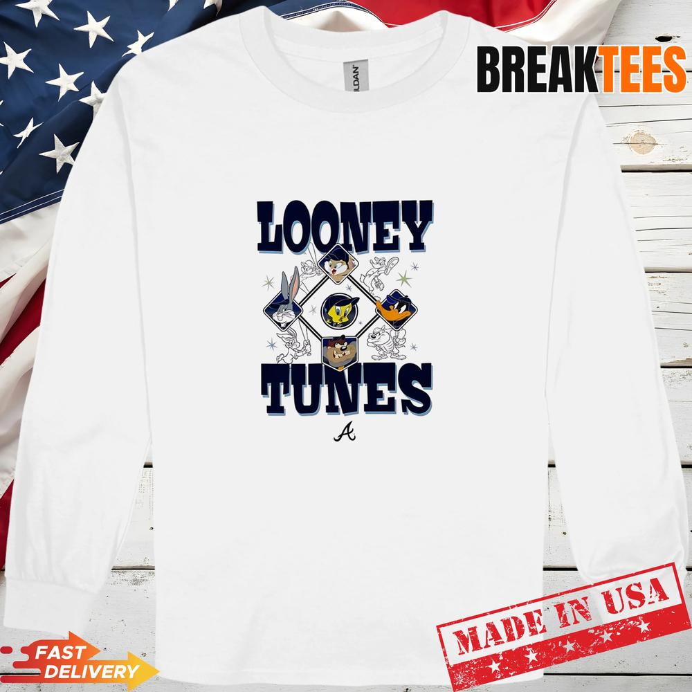 Looney Tunes Atlanta Braves Baseball Diamond cartoon T-Shirt
