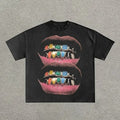 Loose Lip Print Cotton Y2k Shirt Hip Hop Womenswear Menswear Top Streetwear T-Shirts