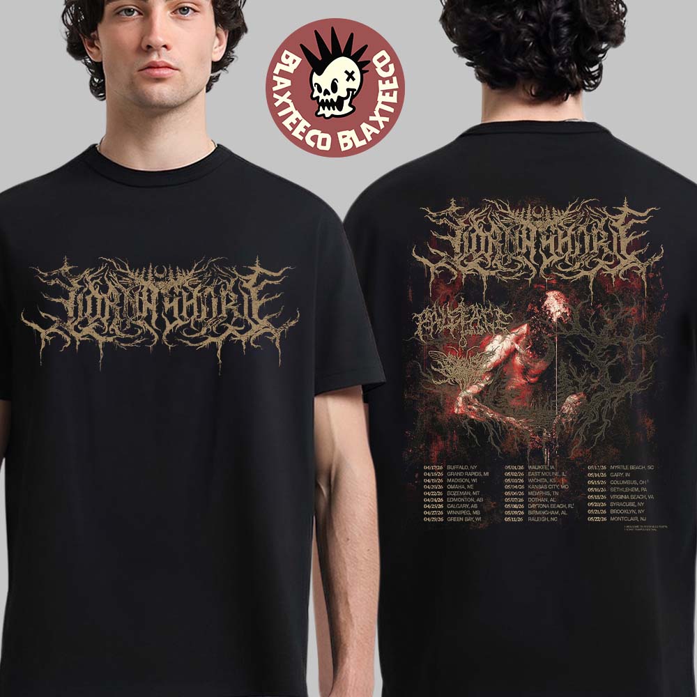 Lorna Shore North America 2026 Tour Schedule Dates With Paleface Swiss And Sign Of The Swarm Two Sided T-Shirt