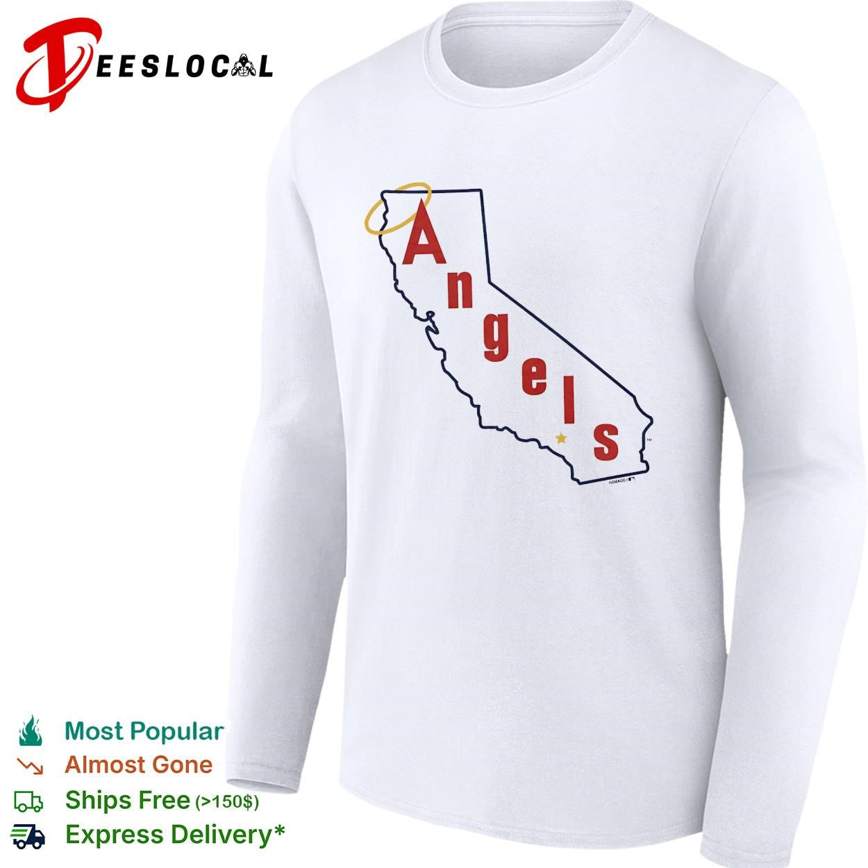 Los Angeles Angels California state silhouette Angels script logo shirt