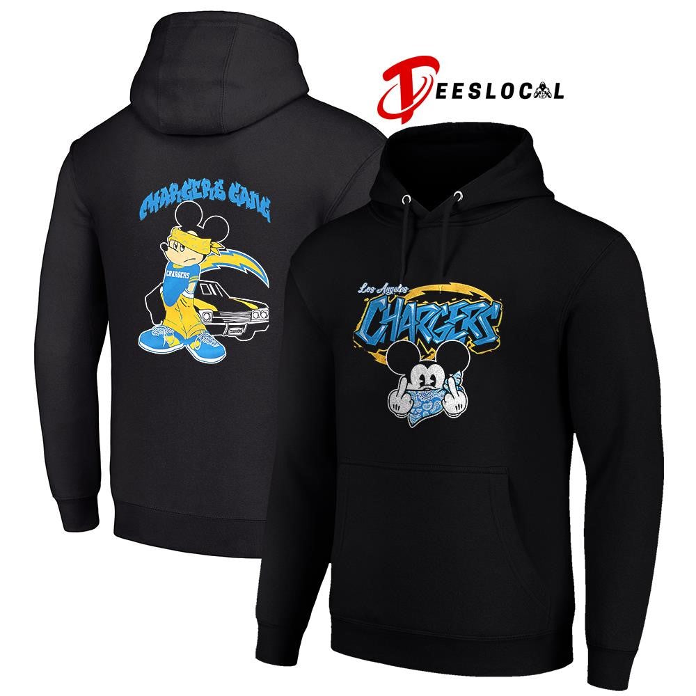 Los Angeles Chargers x Gangsta Mickey Mouse middle finger shirt