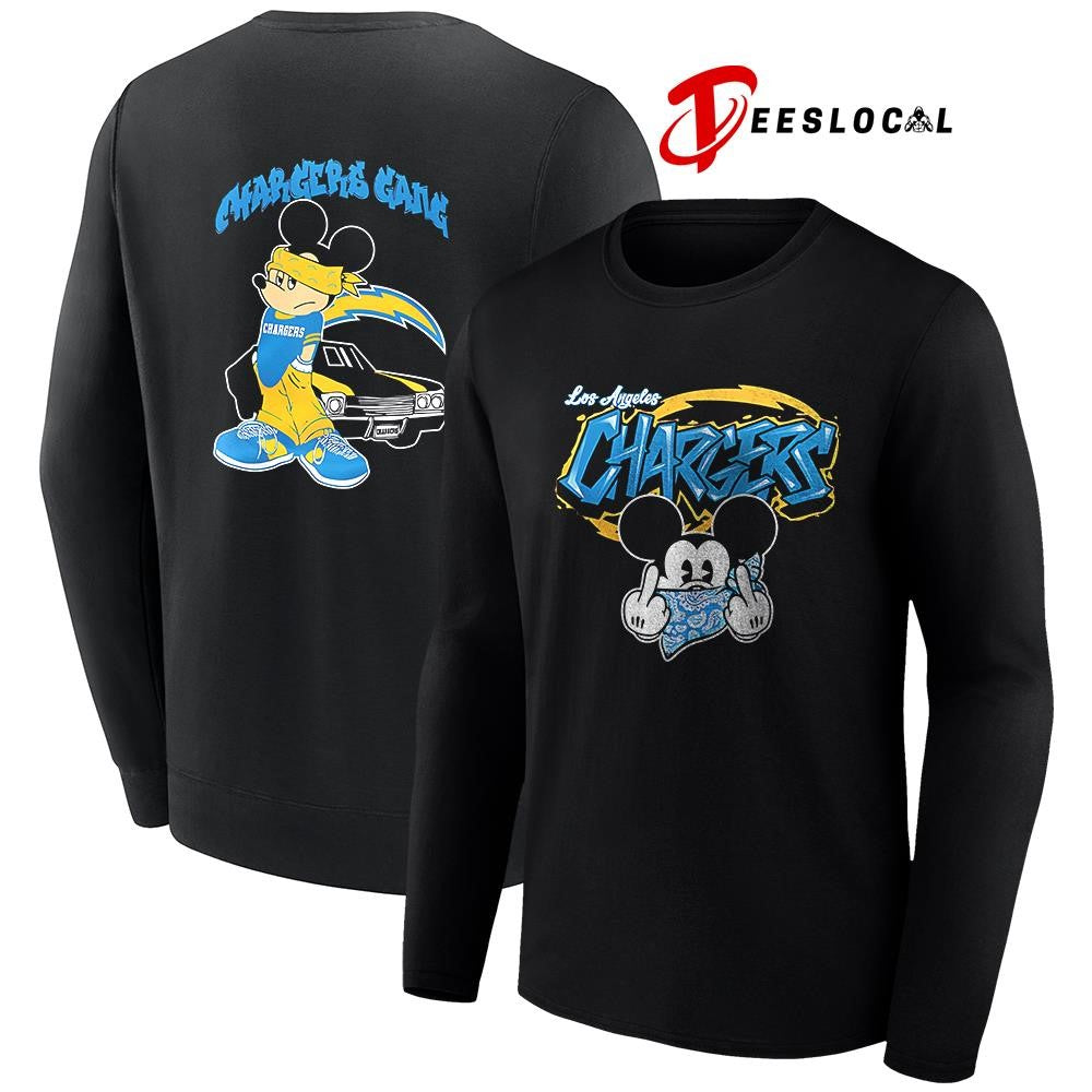 Los Angeles Chargers x Gangsta Mickey Mouse middle finger shirt