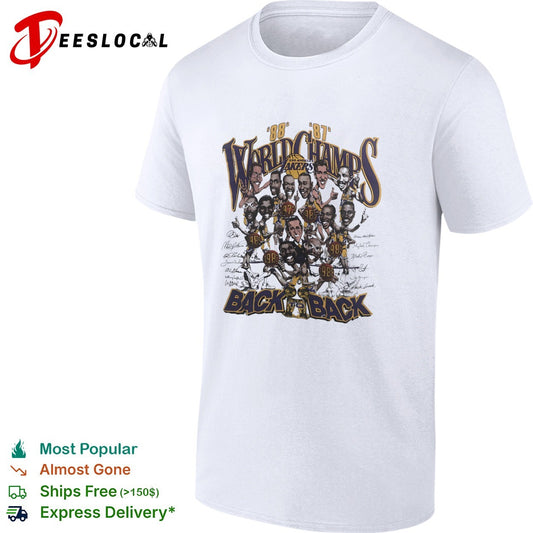 Los Angeles Lakers 1988 1987 World Champs Back to Back NBA signatures shirt