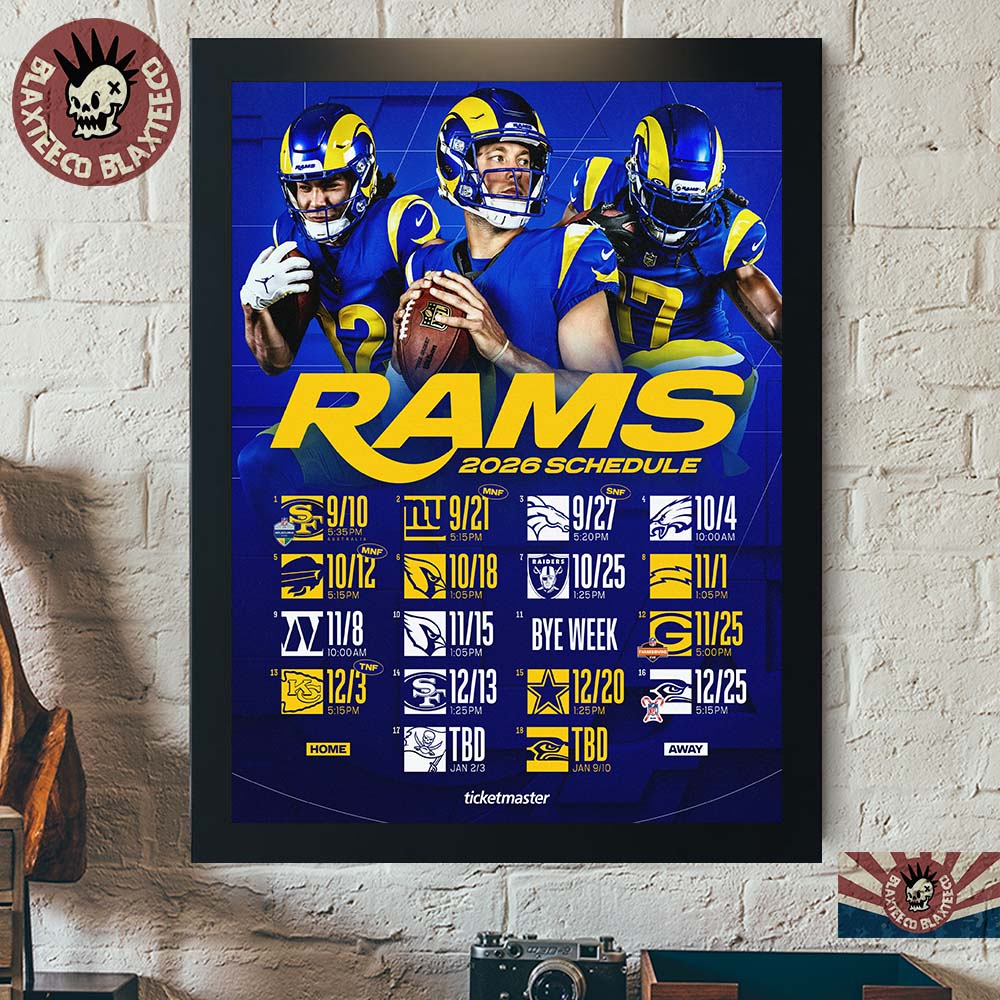 Los Angeles Rams NFL 2026 Season Schedule All Kickoffs Home Decor Poster Canvas