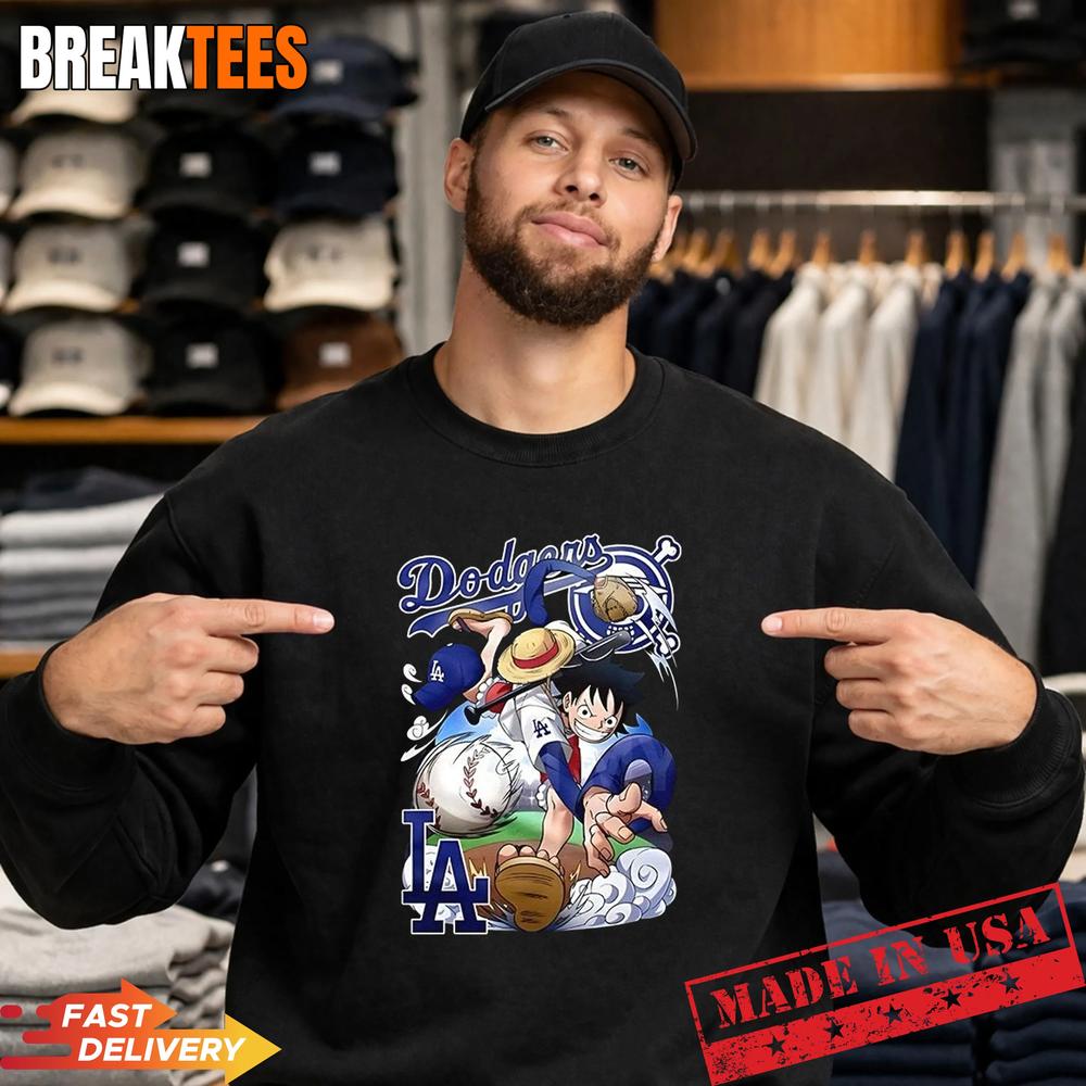 Luffy X Los Angeles Dodgers BaseBall One Piece anime shirt