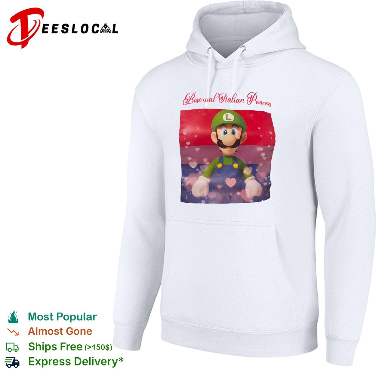 Luigi Super Mario Bros Bisexual Italian Princess pride flag shirt