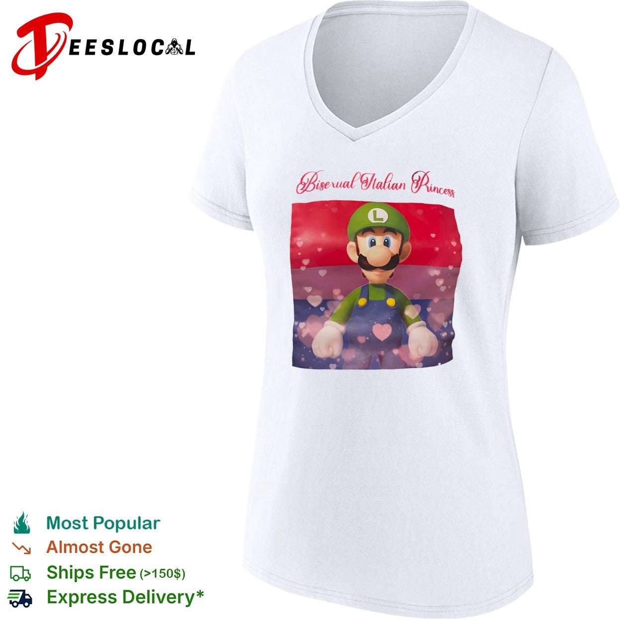 Luigi Super Mario Bros Bisexual Italian Princess pride flag shirt