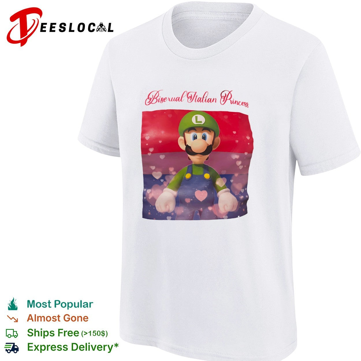 Luigi Super Mario Bros Bisexual Italian Princess pride flag shirt