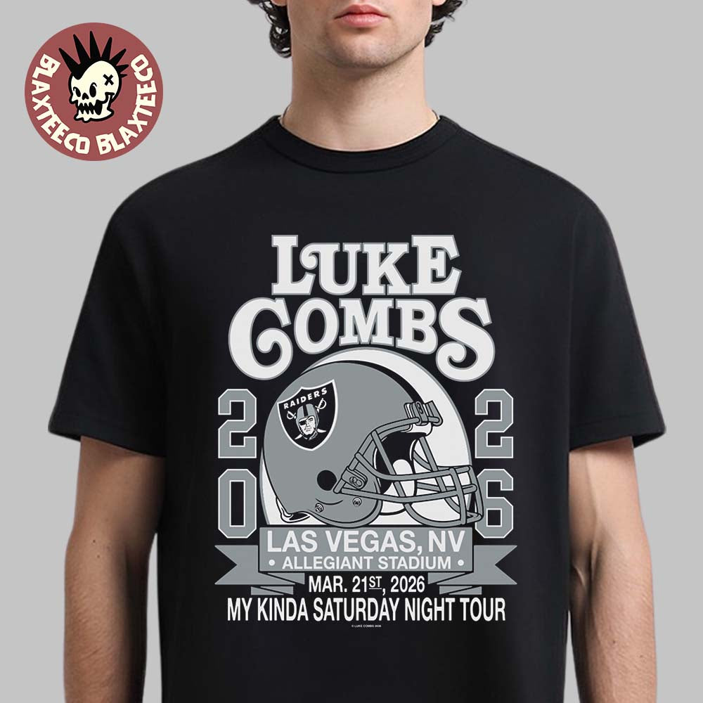 Luke Combs Las Vegas Nevada 2026 Tour Merch Tee At Allegiant Stadium On March 21 2026 Las Vegas Raiders Helmet T-Shirt