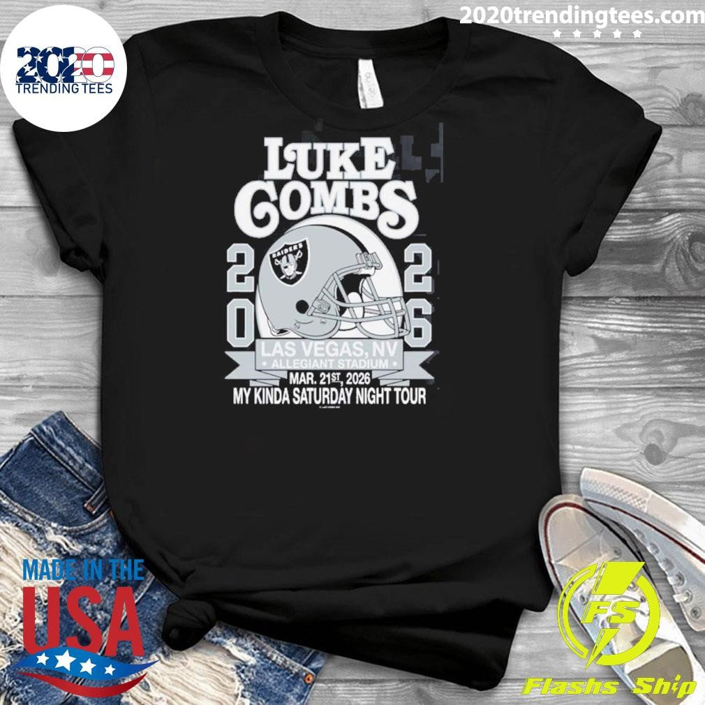 Luke Combs Las Vegas Nevada 2026 Tour Merch Tee At Allegiant Stadium On March 21st 2026 Las Vegas Raiders Helmet Shirt