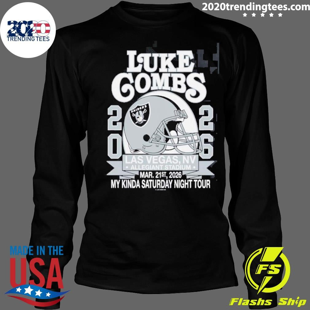 Luke Combs Las Vegas Nevada 2026 Tour Merch Tee At Allegiant Stadium On March 21st 2026 Las Vegas Raiders Helmet Shirt
