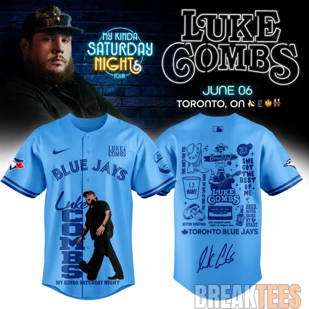 Luke Combs Toronto Blue Jays My Kinda Saturday Night Tour Baseball Jersey