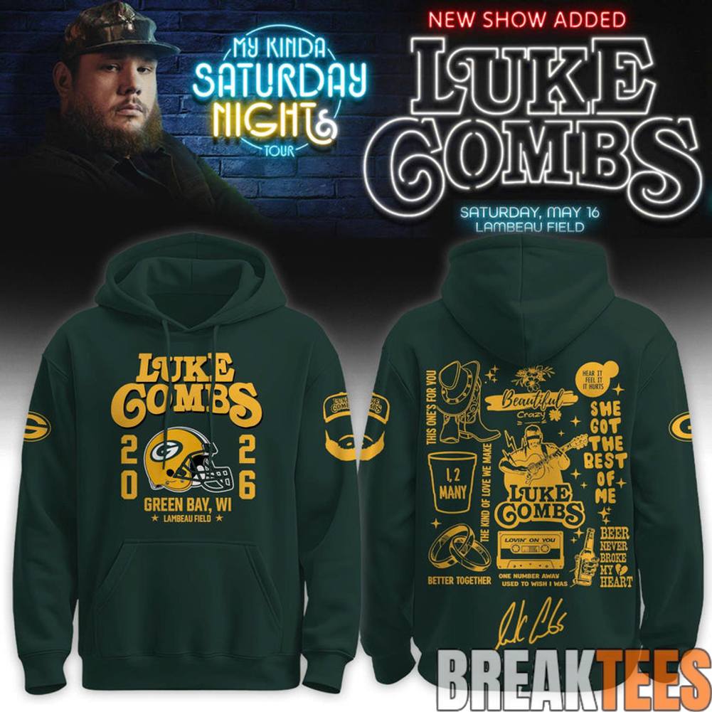 Luke Combs x Green Bay Packers My Kinda Saturday Night Tour 2026 Hoodie