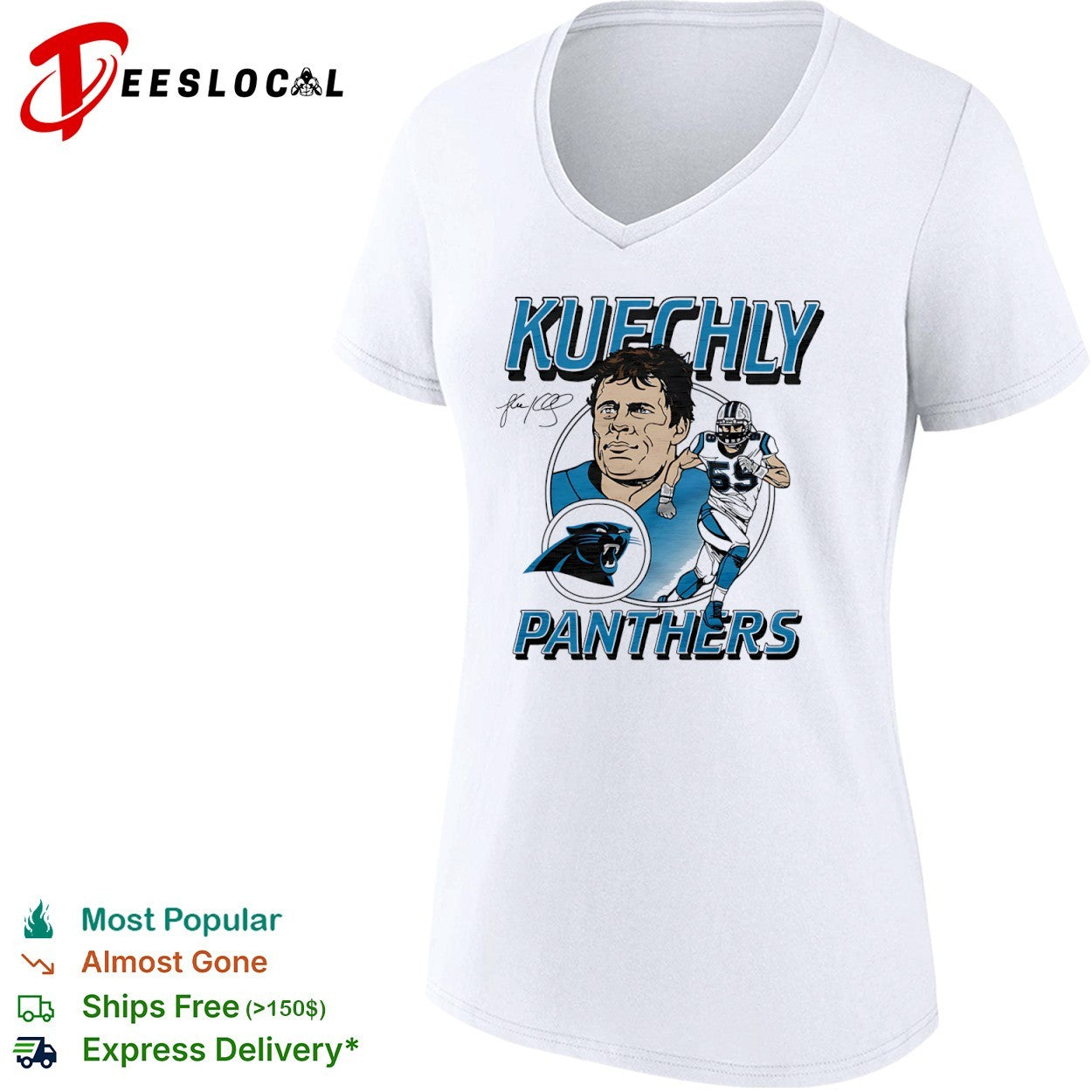 Luke Kuechly Carolina Panthers NFL Portrait and Player Number shirt