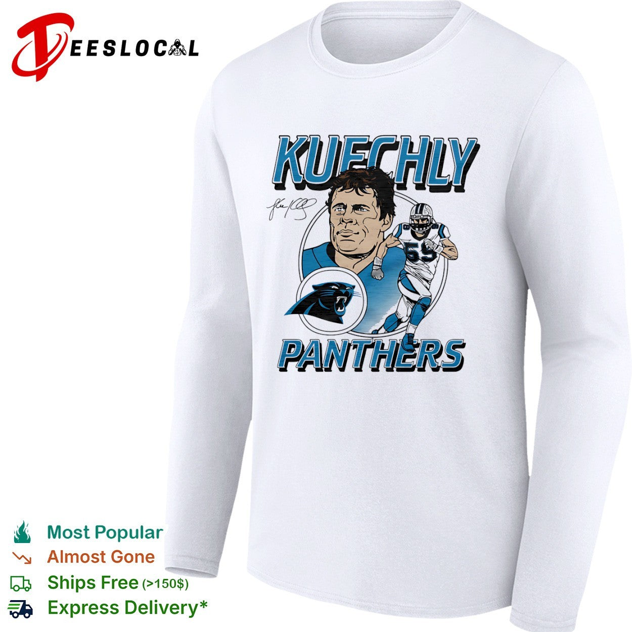 Luke Kuechly Carolina Panthers NFL Portrait and Player Number shirt