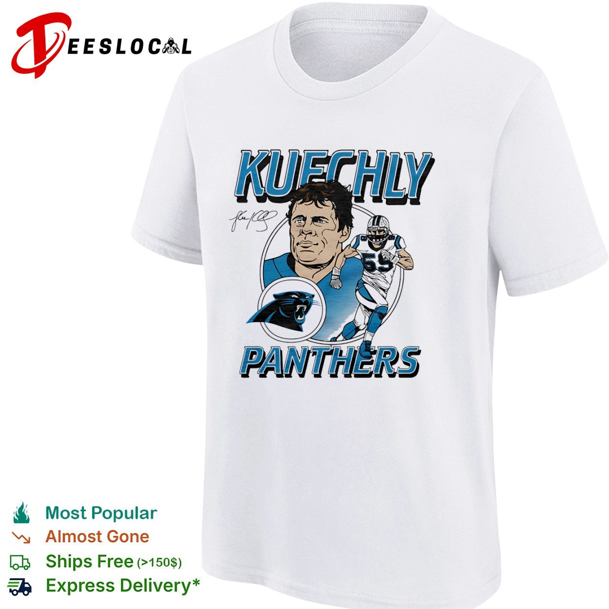 Luke Kuechly Carolina Panthers NFL Portrait and Player Number shirt