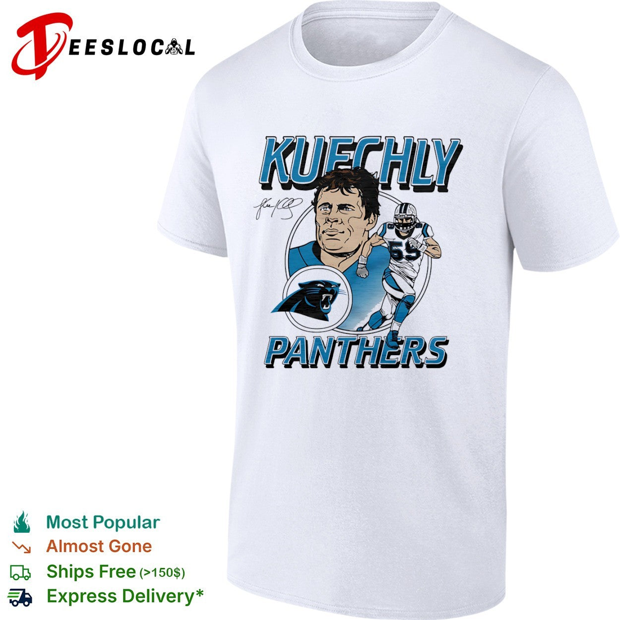 Luke Kuechly Carolina Panthers NFL Portrait and Player Number shirt