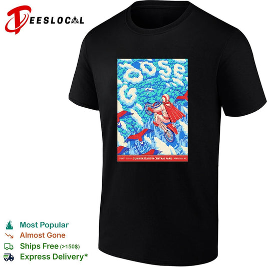 Goose Summerstage Central Park June 21 2026 New York daredevil cyclist concert poster shirt