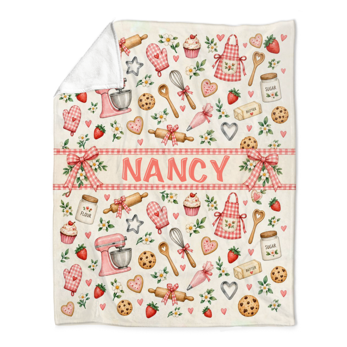 Personalized Baker Blanket for Daughter, Custom Baking Throw, Baker Girl Gift, Baking Lover Blanket, Kitchen Decor