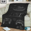 M1A1 Abrams Blueprint Fleece Throw Blanket