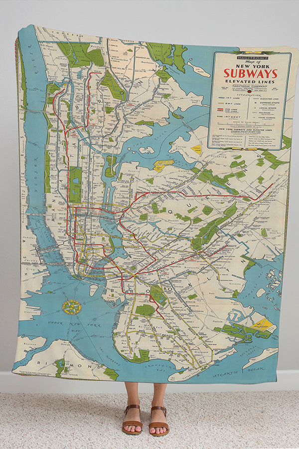 Map of Newyork Subways Elevated Lines Fleece Blanket