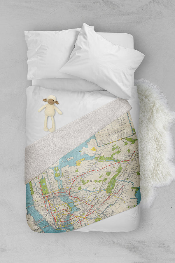 Map of Newyork Subways Elevated Lines Fleece Blanket