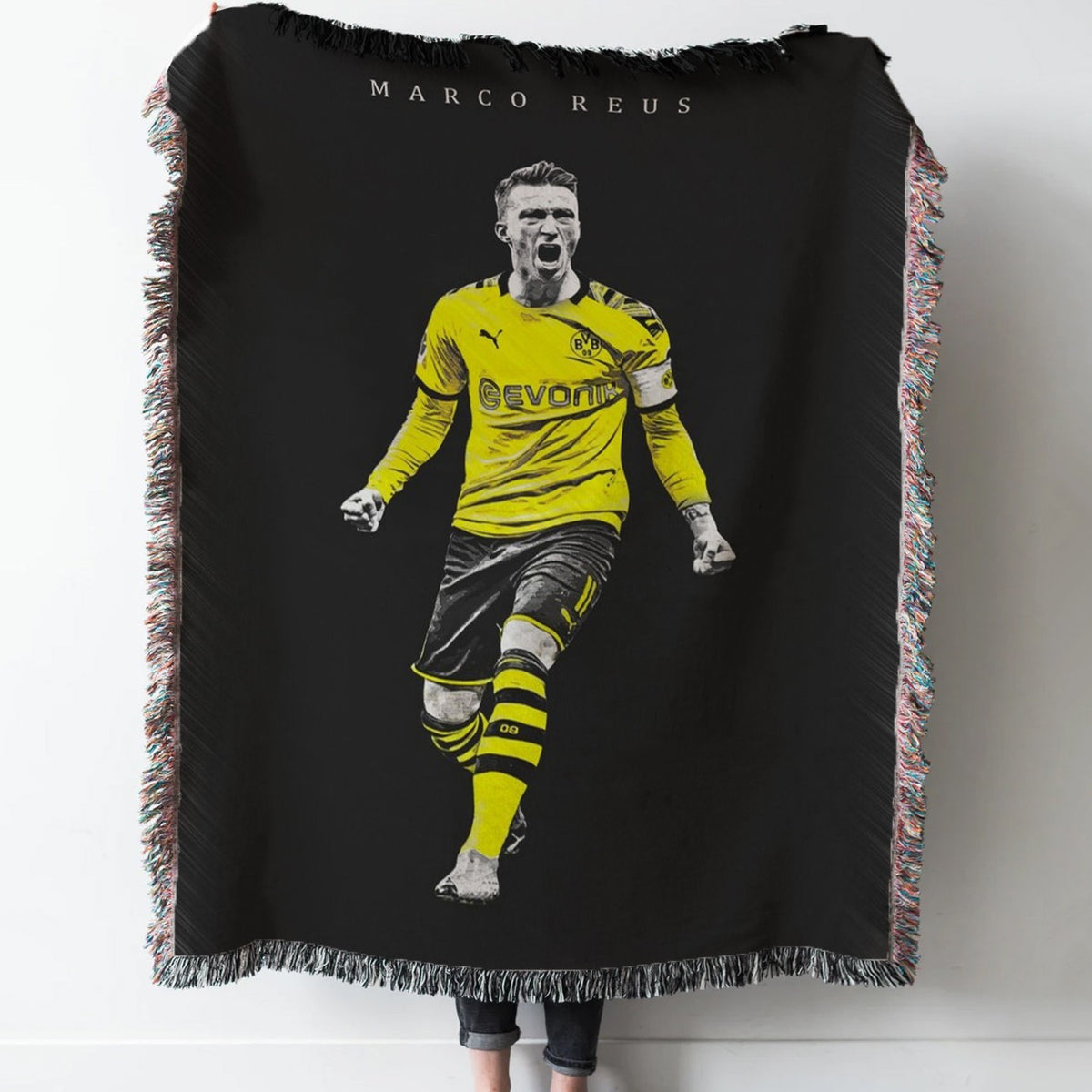 Marco Reus Dortmund Woven Tapestry Throw Blanket with Fringe