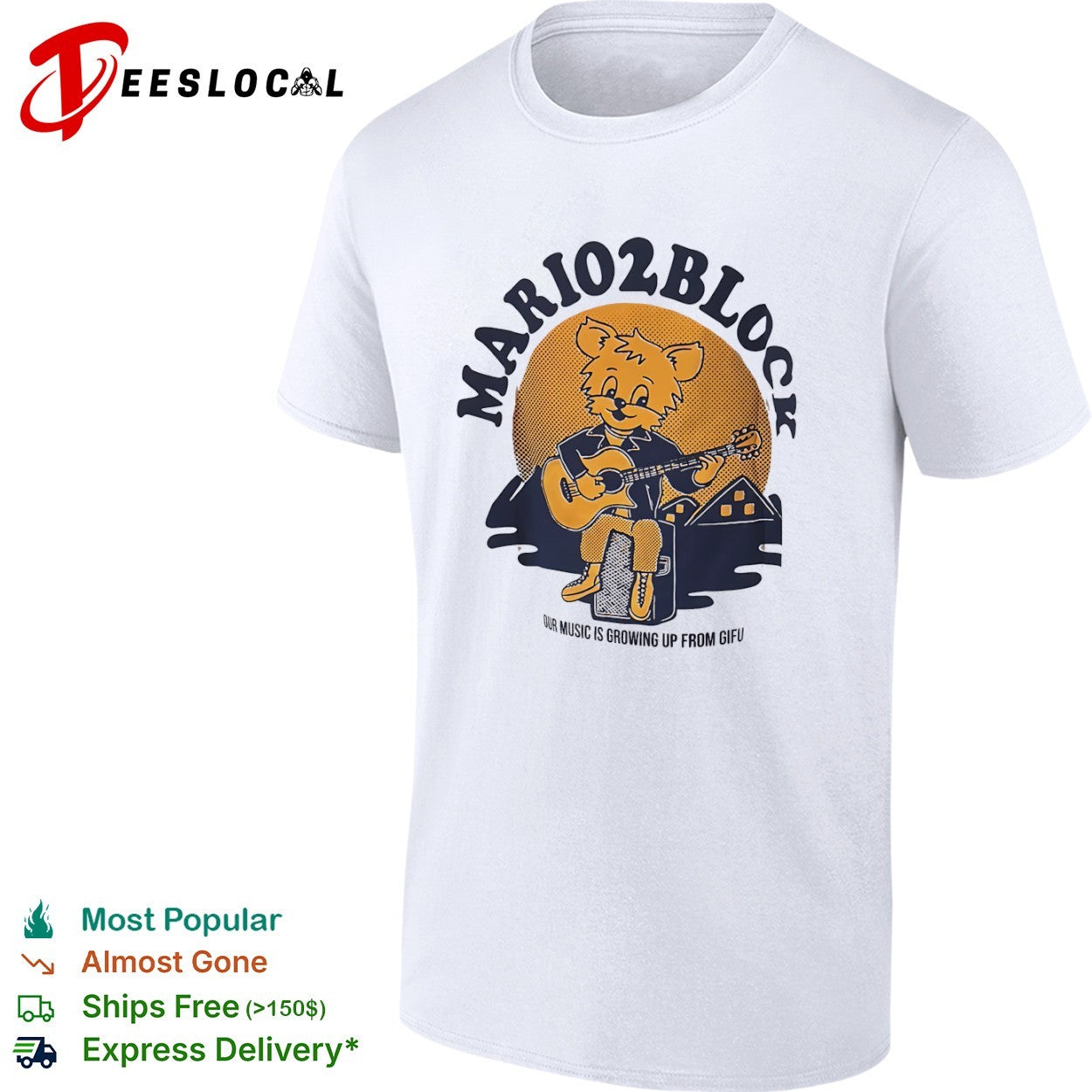 Mario2block Our Music is Growing up from Gifu Cute Animal Musician Band shirt