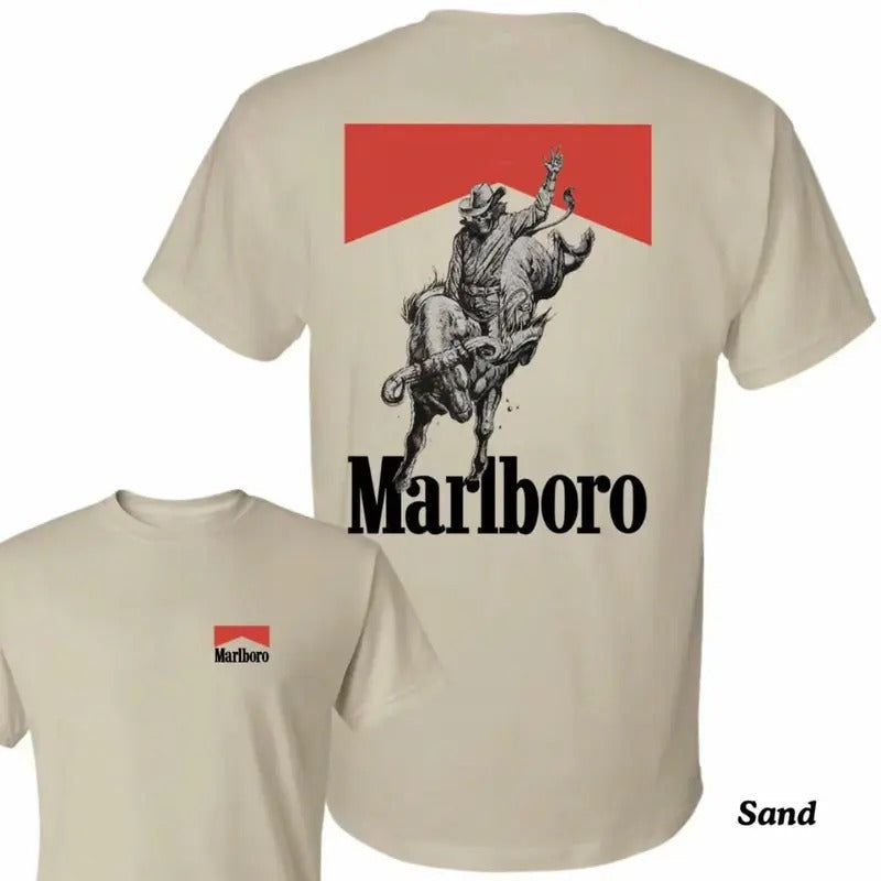 Marlboro Bone Rodeo Trending Shirt You Me King Shirt Classic Cotton Menswear Digital Print Street Top Collar T-Shirts