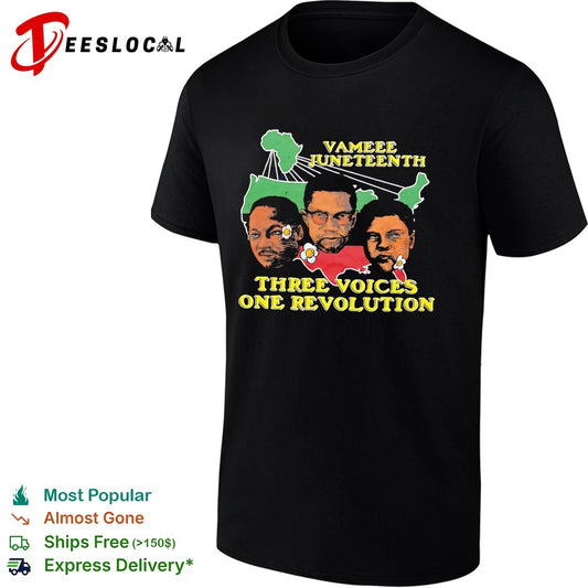 Martin Luther King Jr Malcolm X Muhammad Ali Vameee Juneteenth Three Voices One shirt