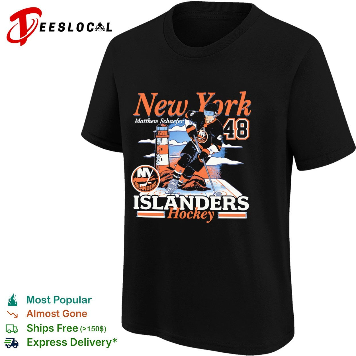 Matthew Schaefer New York Islanders NHL 48 Hockey Players Name Logo shirt