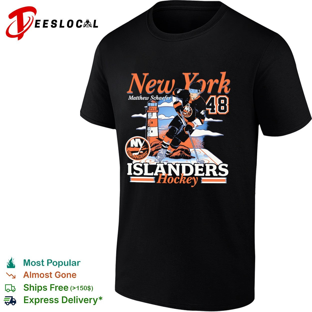 Matthew Schaefer New York Islanders NHL 48 Hockey Players Name Logo shirt