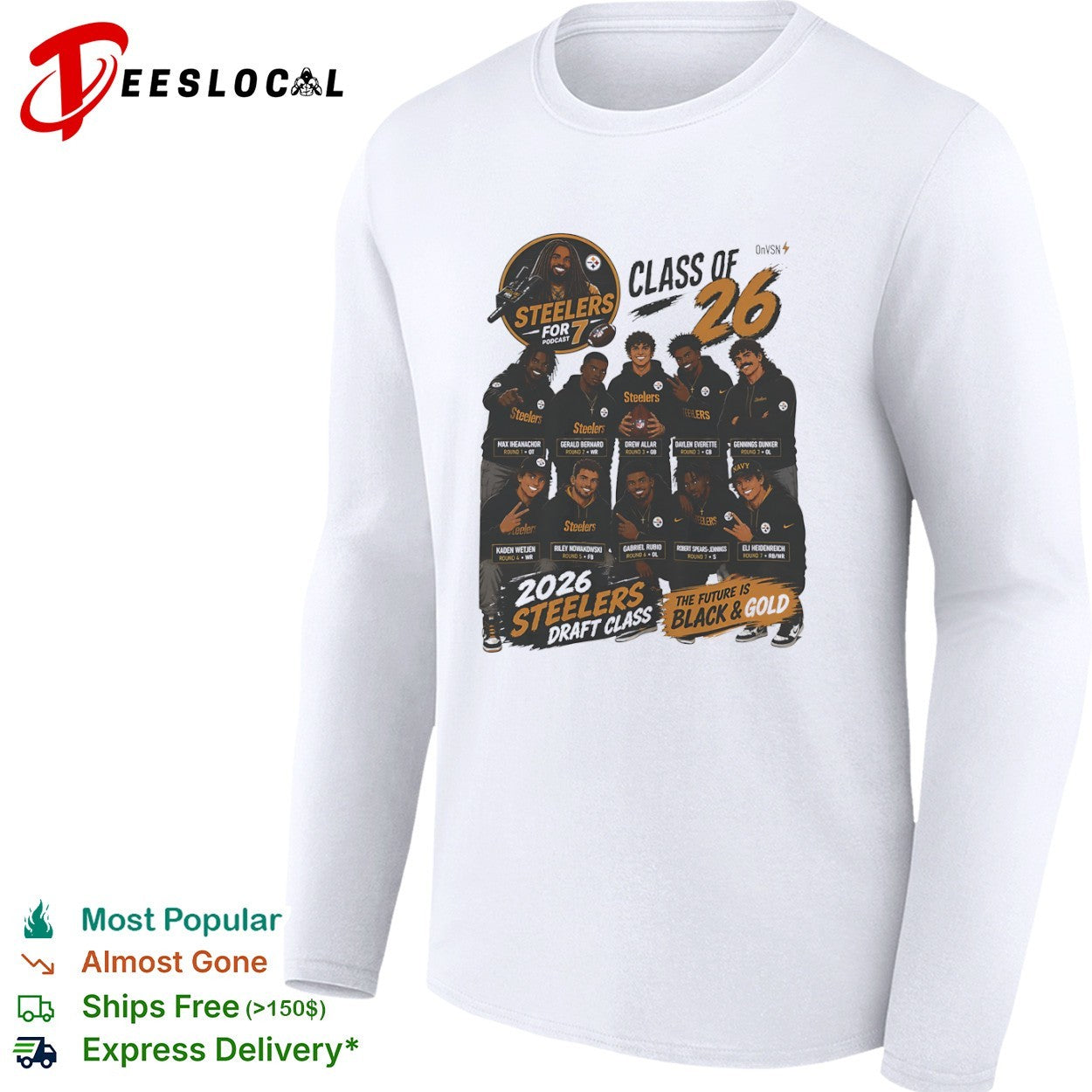 Max Iheanachor Gerald Bernard Drew Allar Steelers 2026 NFL Draft Class Podcast shirt