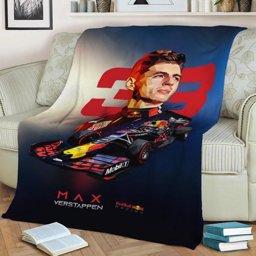 Max Verstappen V2 Fleece Throw Blanket