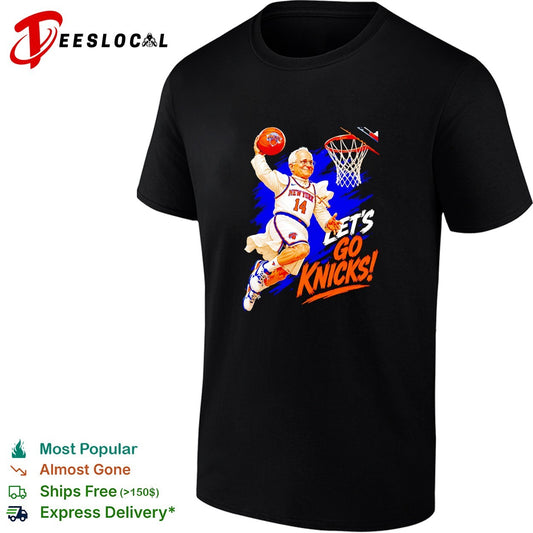 Mayor lets go Knicks number 14 dunk cartoon basketball shirt