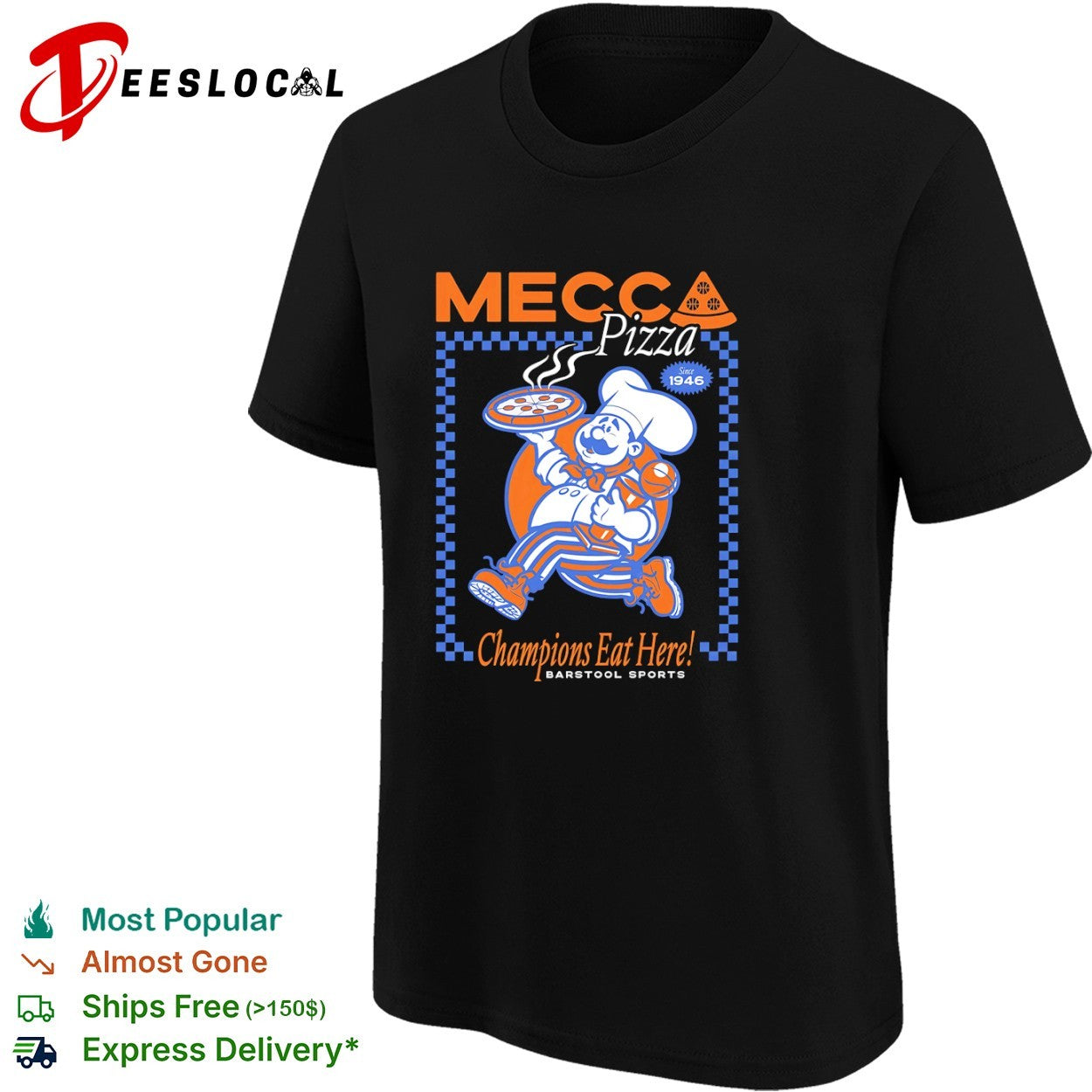 Mecca Pizza Since 1946 Champions eat here basketball pizza shirt