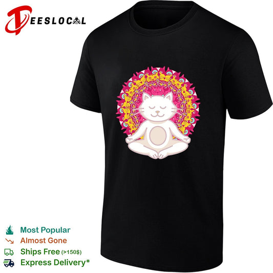 Meditation Zen Cat Mandala Yoga Peace Namaste Mindfulness Spiritual Pet Lover shirt
