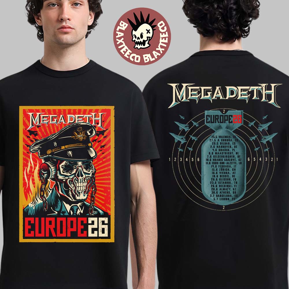 Megadeth Europe 2026 Tour Merch Commander Vic Over Europe T-Shirt