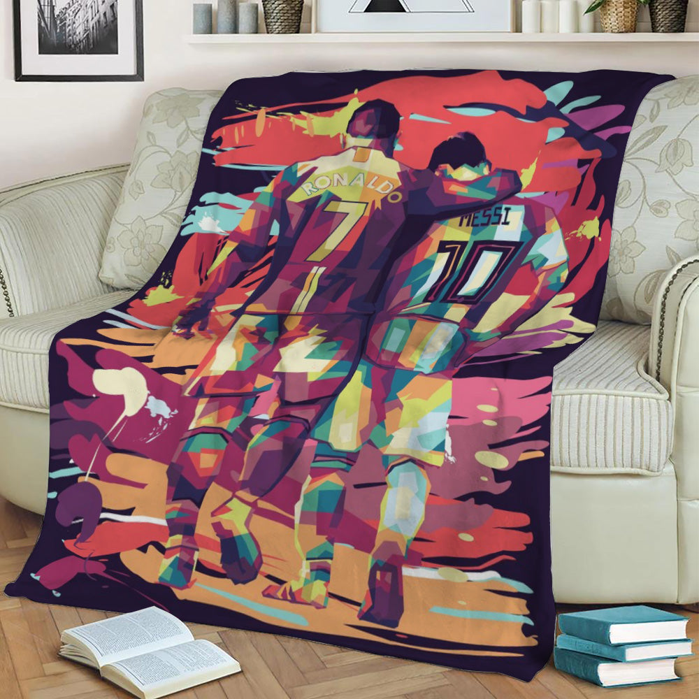 Messi Ronaldo Fleece Throw Blanket